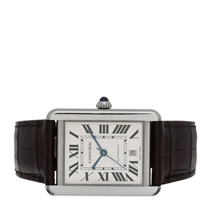 Cartier Stainless Steel Alligator 31mm Tank Solo Automatic Watch Brown 2 of 5