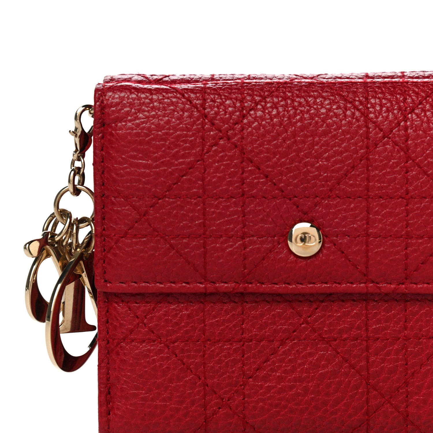 Christian Dior Grained Calfskin Cannage Lady Dior French Wallet Red 11 of 11