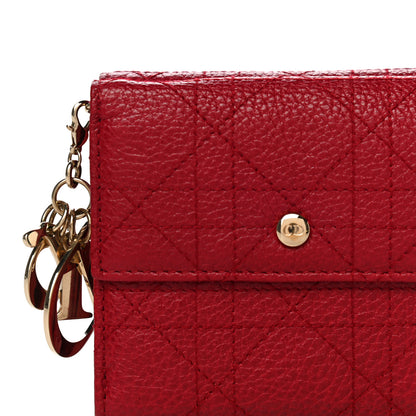 Christian Dior Grained Calfskin Cannage Lady Dior French Wallet Red 11 of 11