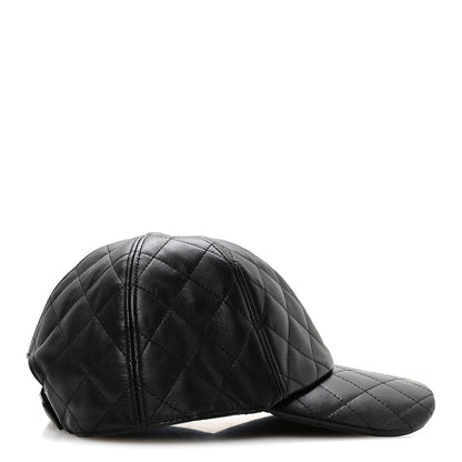 Chanel Lambskin Quilted CC Cap Hat Black 4 of 9