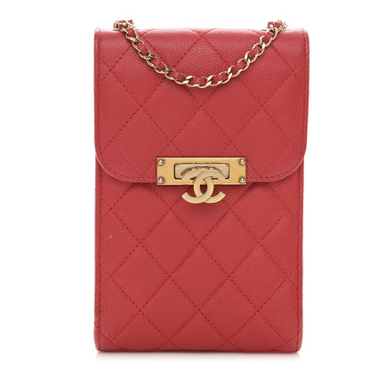 Chanel Caviar Quilted Golden Class Phone Holder Red 1 of 12