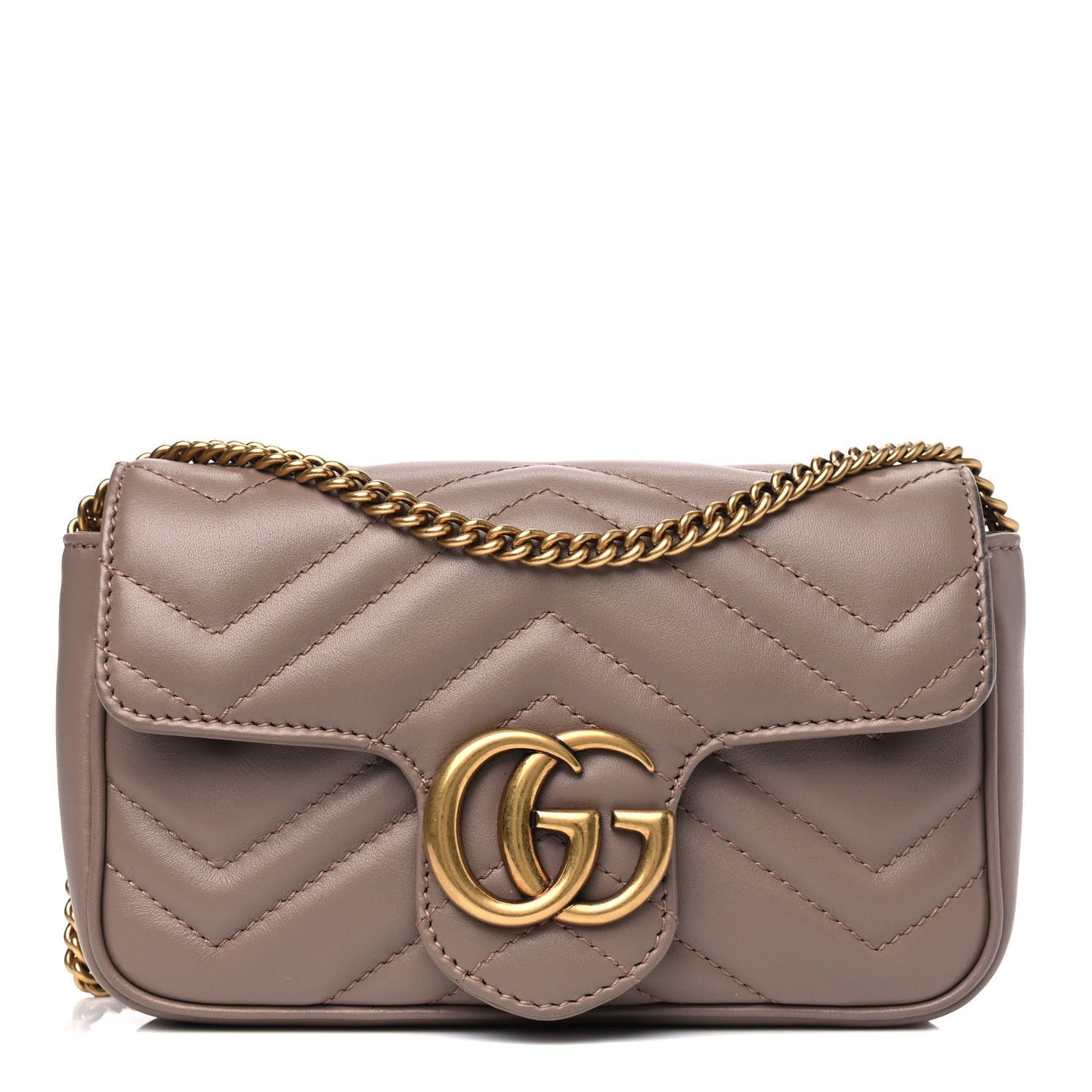 Calfskin Matelasse Super Mini GG Marmont Shoulder Bag Porcelain Rose