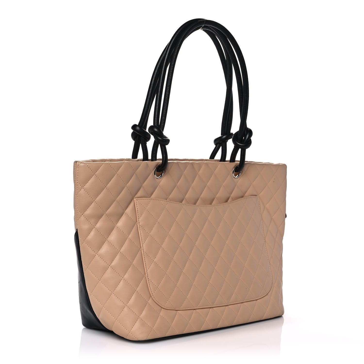 Chanel Calfskin Quilted Large Cambon Tote Beige Black 3 of 11