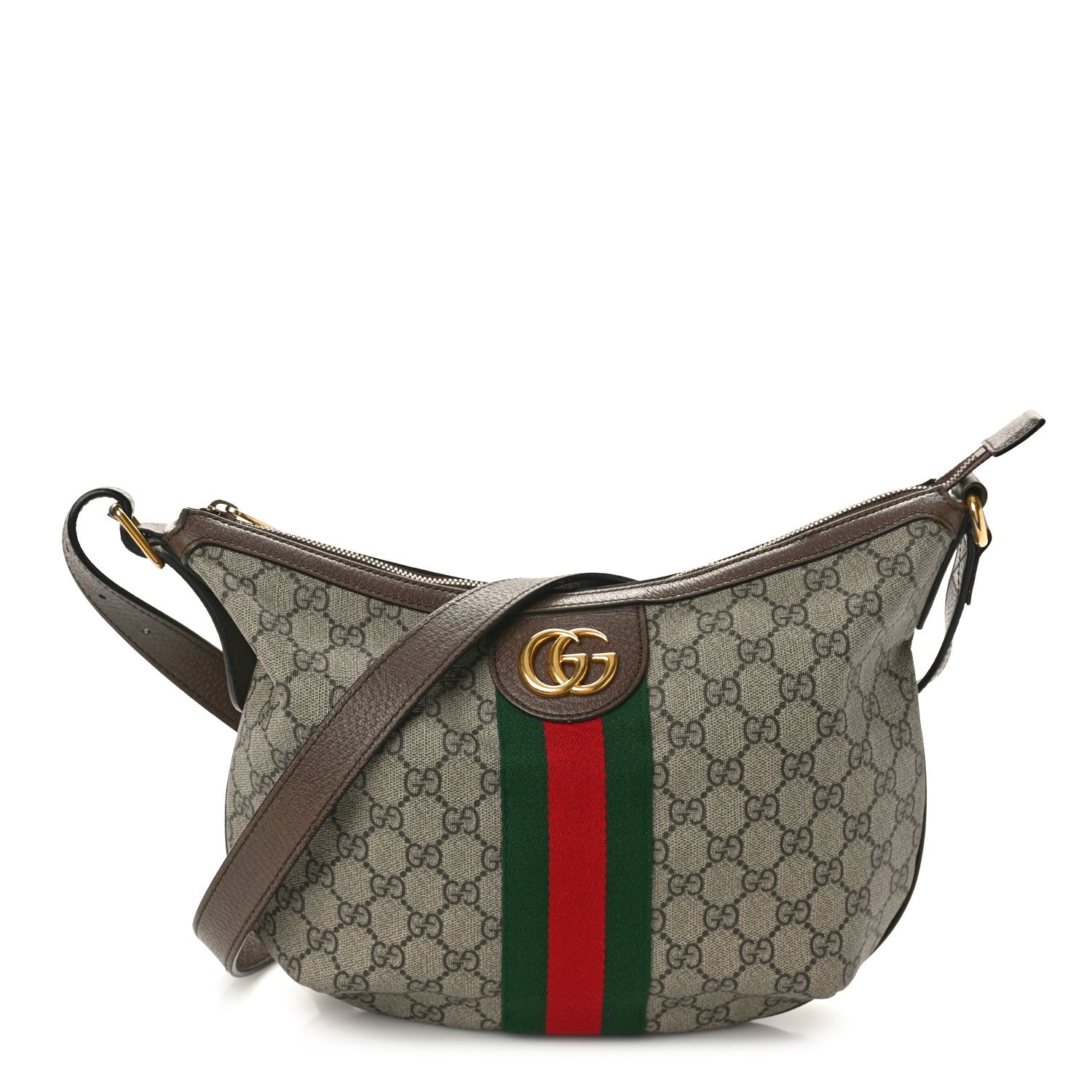 Gucci GG Supreme Monogram Web Small Ophidia Half Moon Hobo Brown 1 of 13