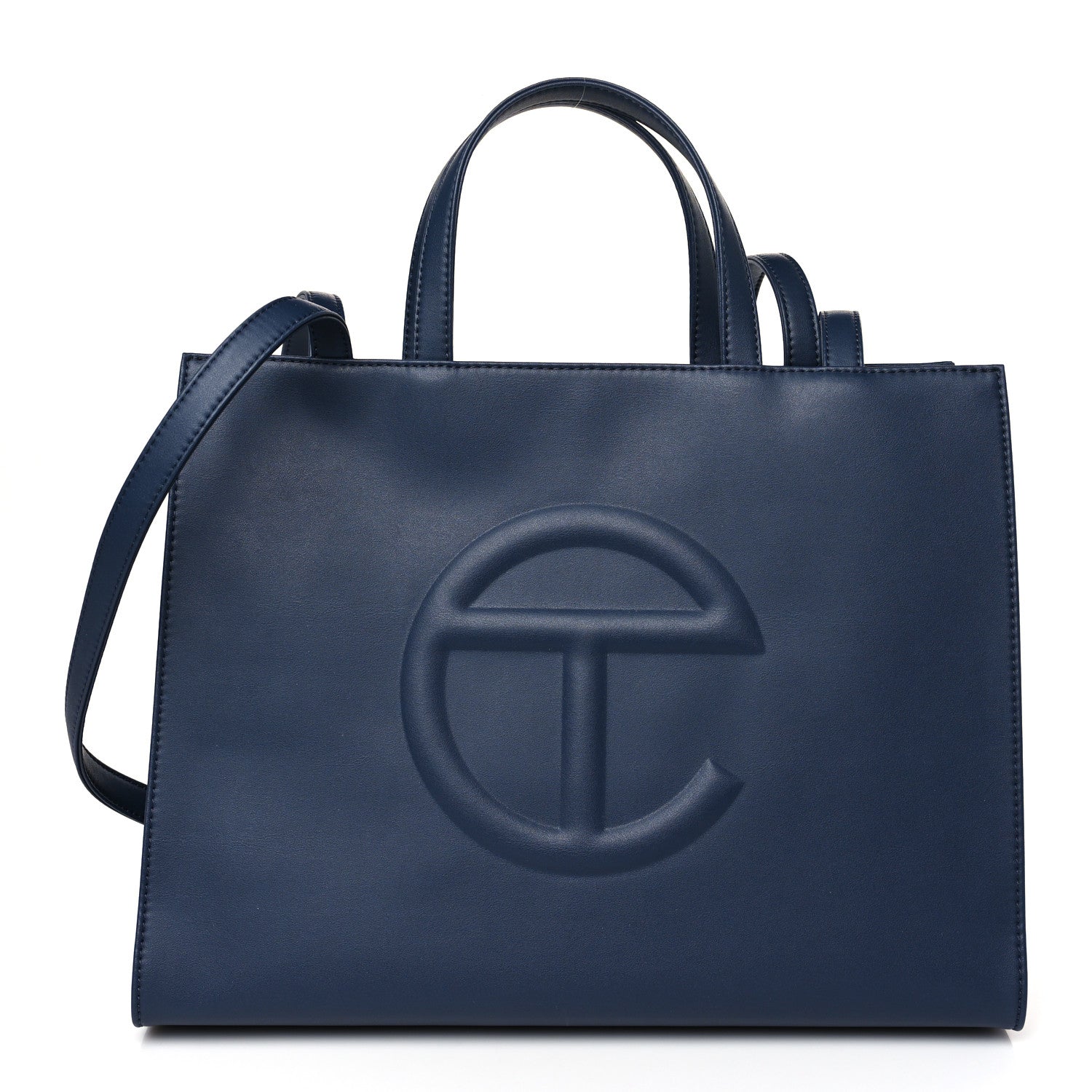 Telfar Vegan Leather Medium Shopping Bag Navy 1 of 8