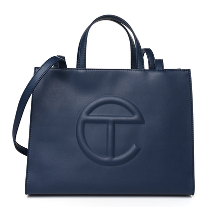 Telfar Vegan Leather Medium Shopping Bag Navy 1 of 8