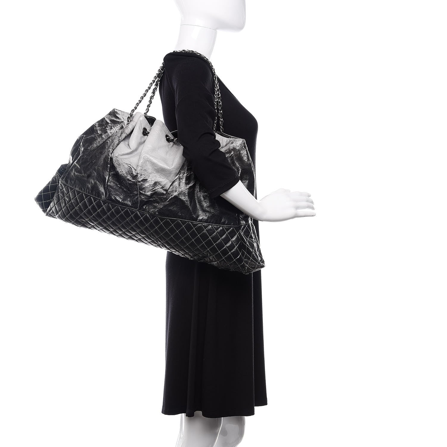 Chanel Vinyl Quilted Melrose Degrade Tote Black 2 of 12