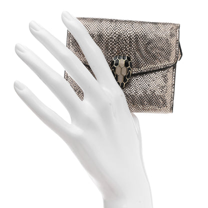 Bulgari Karung Calfskin Serpenti Forever Compact Wallet Beige 2 of 8