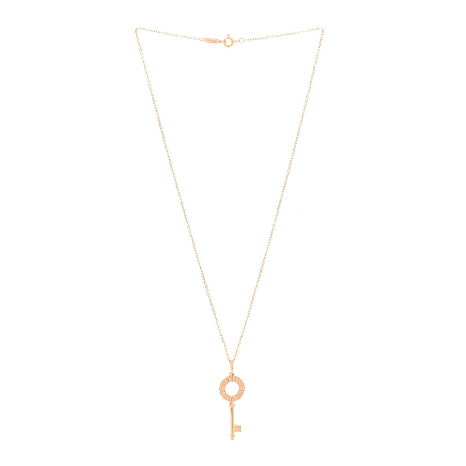 Tiffany 18K Rose Gold Atlas Key Pendant Necklace 3 of 5