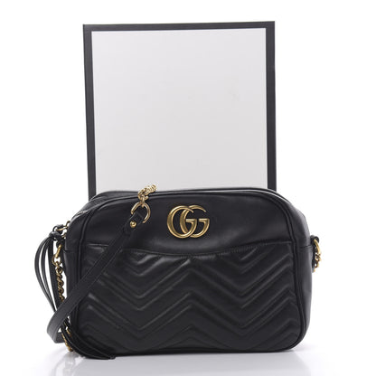 Gucci Calfskin Matelasse Medium GG Marmont Chain Shoulder Bag Black 14 of 14