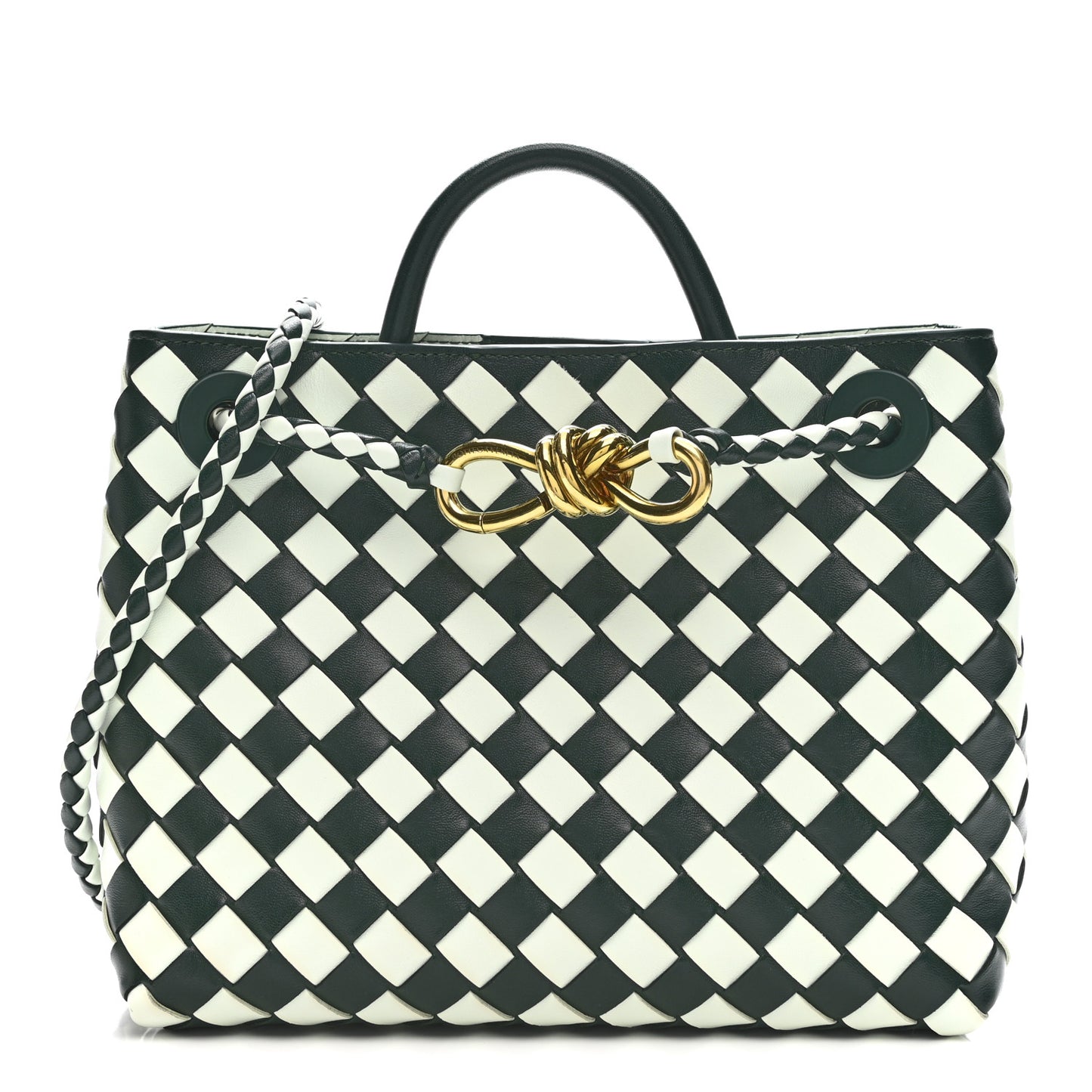 Nappa Intrecciato Small Andiamo Shoulder Bag Glacier Green