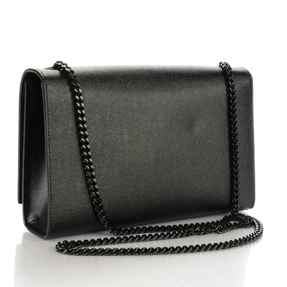 Saint Laurent Grain De Poudre Medium Classic Monogram Kate Satchel Black 3 of 7
