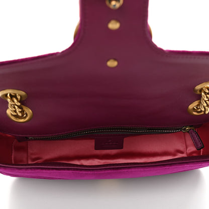 Gucci Velvet Matelasse Small GG Marmont Shoulder Bag Fuchsia Violet Cyclamen 4 of 9