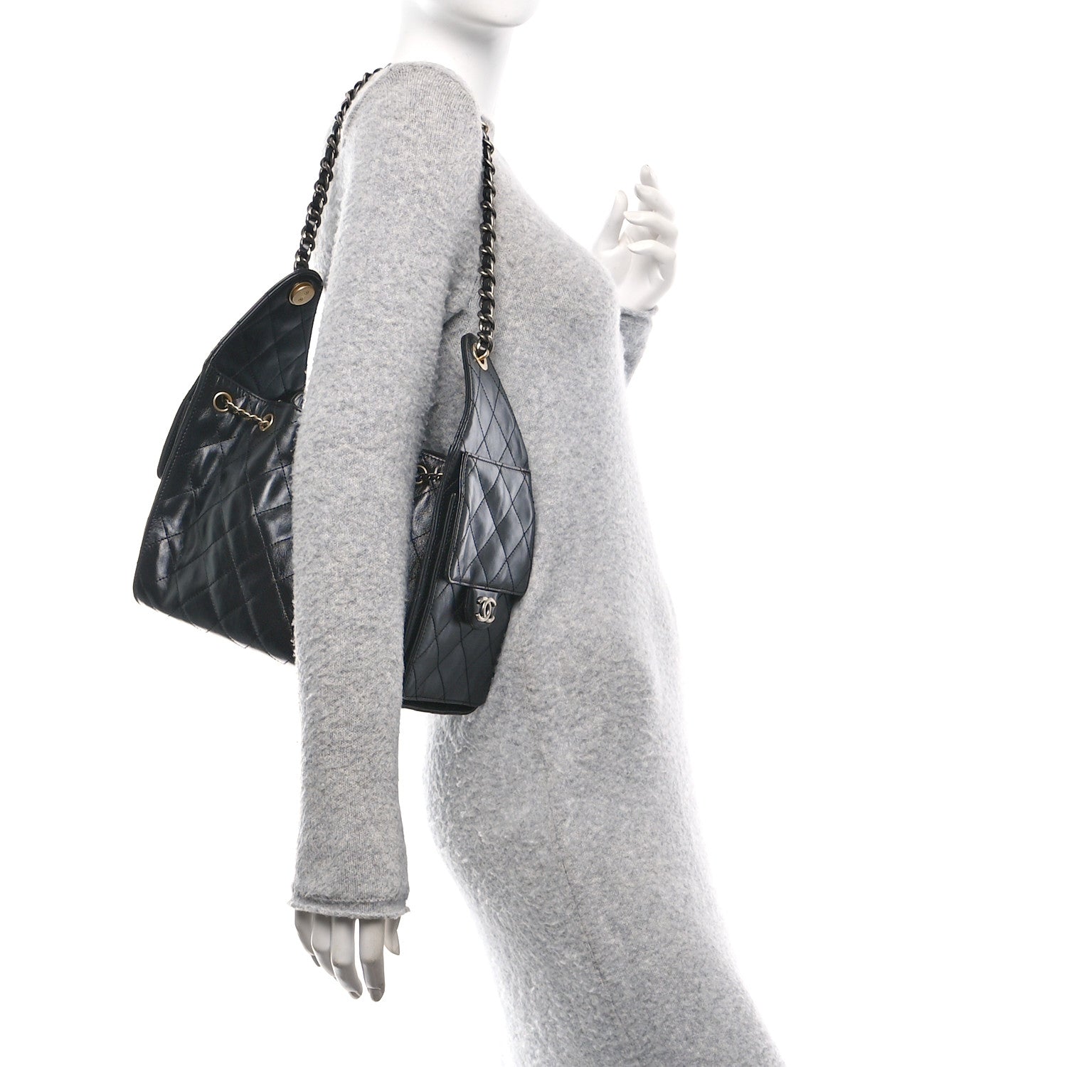 Chanel Shiny Crumpled Calfskin Quilted Small Chanel 25 Handbag Black 2 of 11
