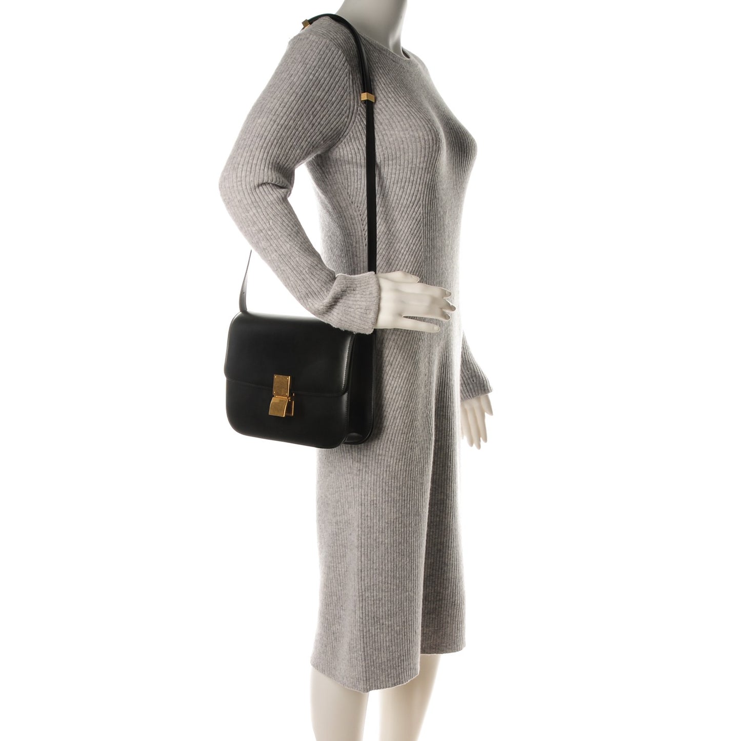 Box Calfskin Medium Classic Box Flap Bag Black