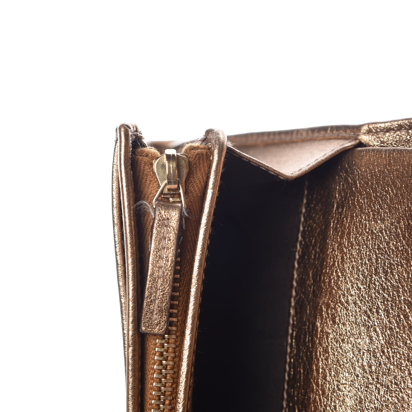 Metallic Crystal Monogram French Flap Wallet Gold