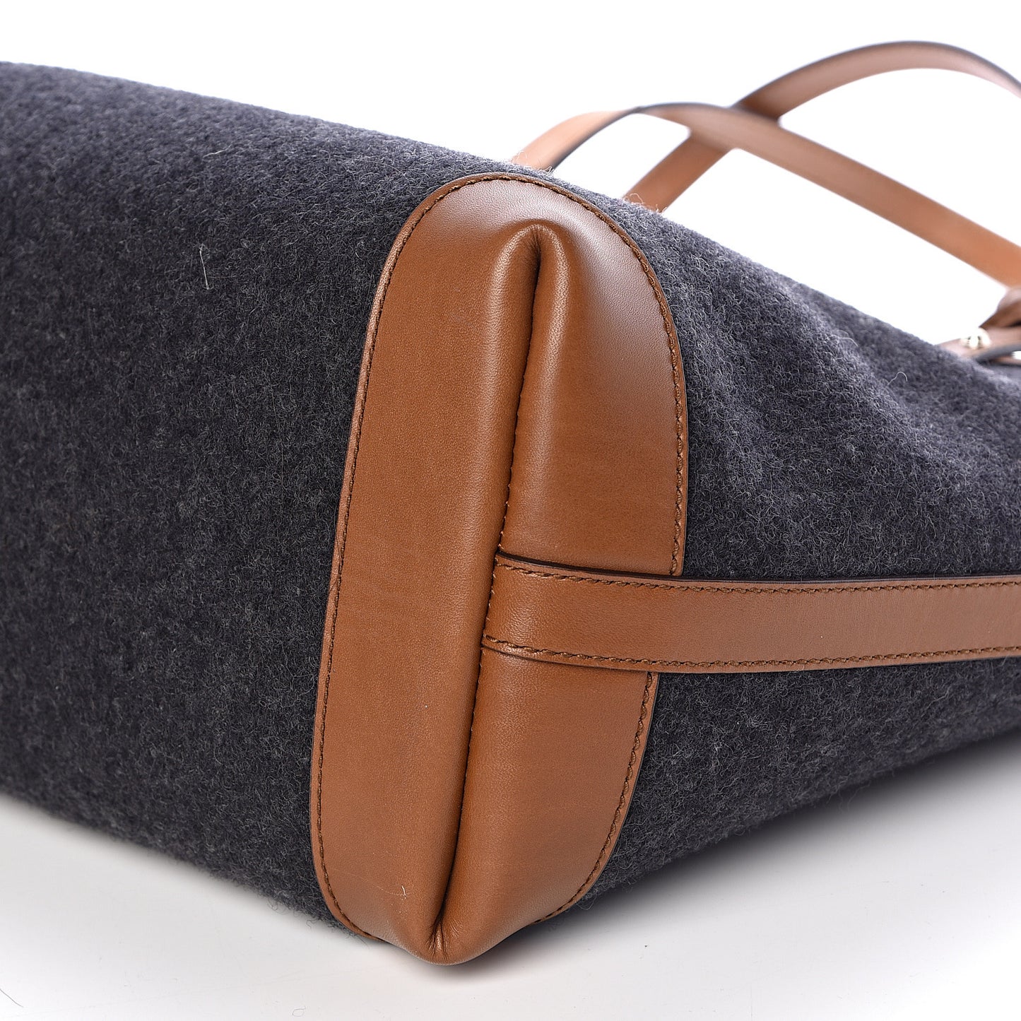 Wool Calfskin Medium Craft Tote Black Brown