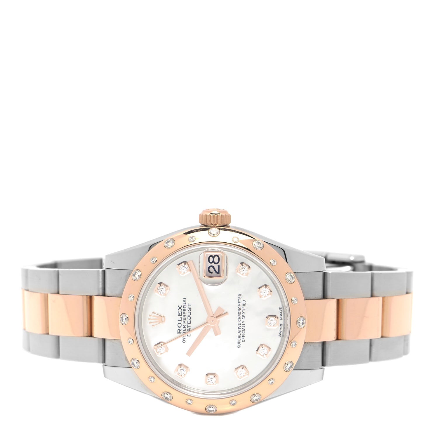 Rolex Stainless Steel 18K Everose Gold Diamond Mother of Pearl 31mm Oyster Perpetual DateJust Watch 178341 2 of 5