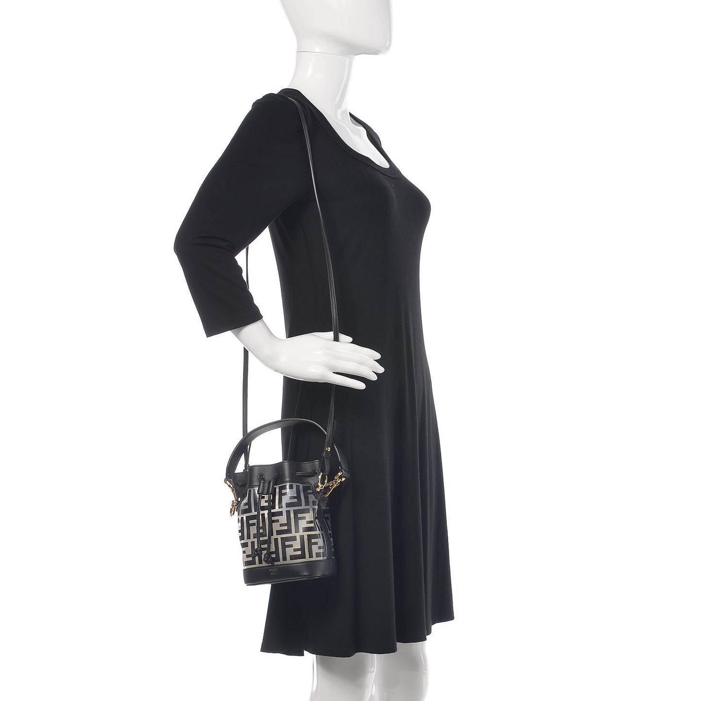 TPU FF Vitello Grace F is Fendi Mini Mon Tresor Bucket Bag Black
