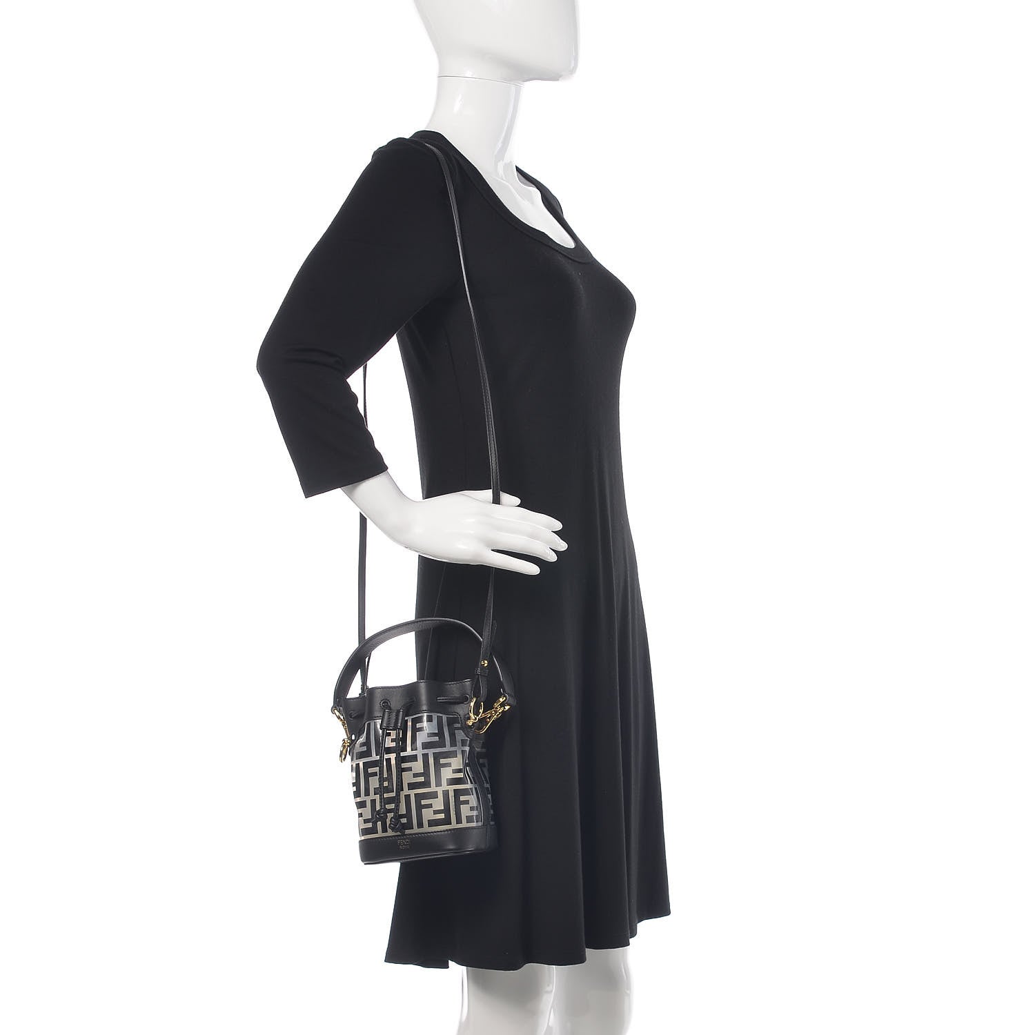 Fendi TPU FF Vitello Grace F is Fendi Mini Mon Tresor Bucket Bag Black 2 of 11