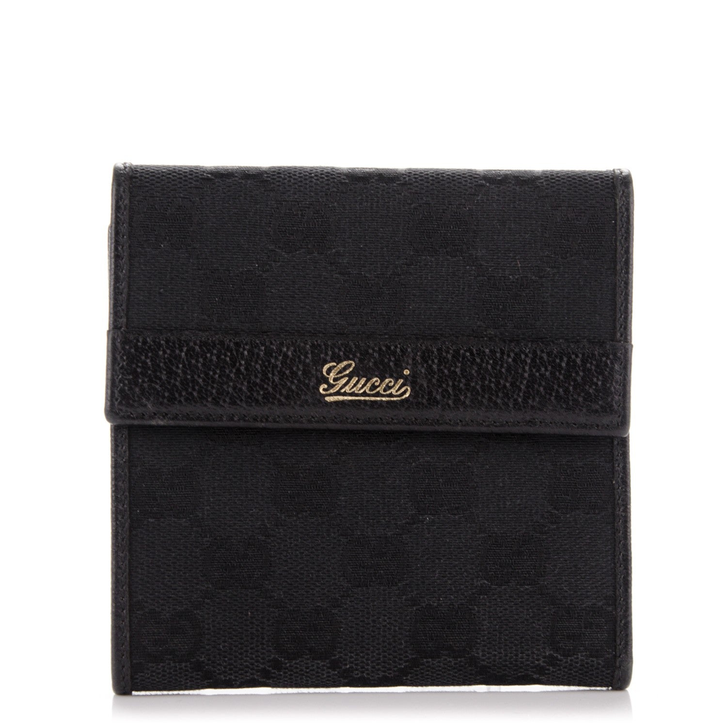Gucci Monogram Compact Flap Wallet Black 1 of 7
