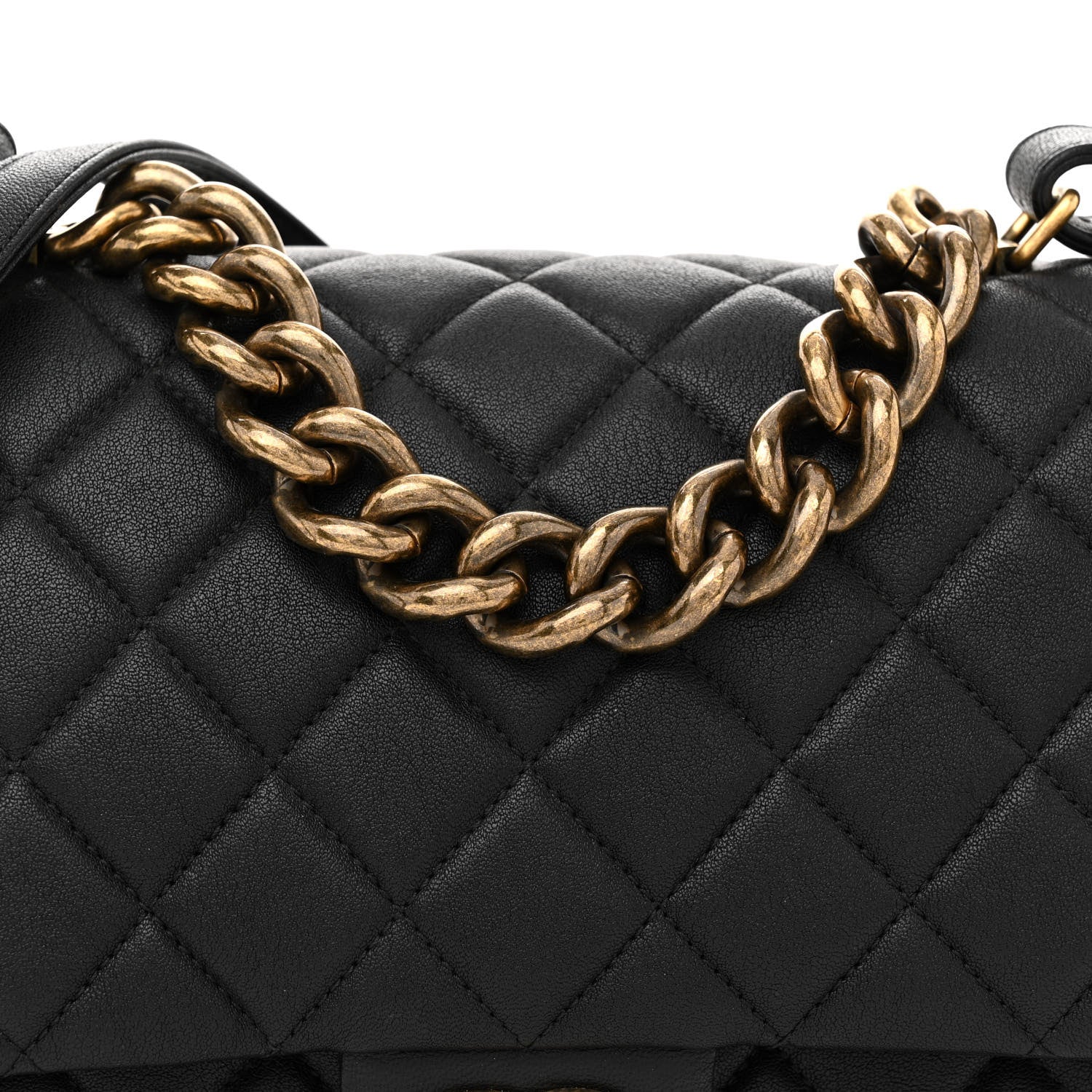 Chanel Shiny Sheepskin Quilted Large Trapezio Flap Black 8 of 13