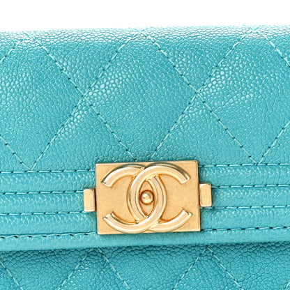Chanel Caviar Quilted Boy Flap Card Holder Turquoise 8 of 8