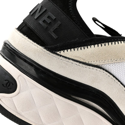 Chanel Velvet Calfskin Mixed Fibers CC Sneakers 40 White Black 10 of 13