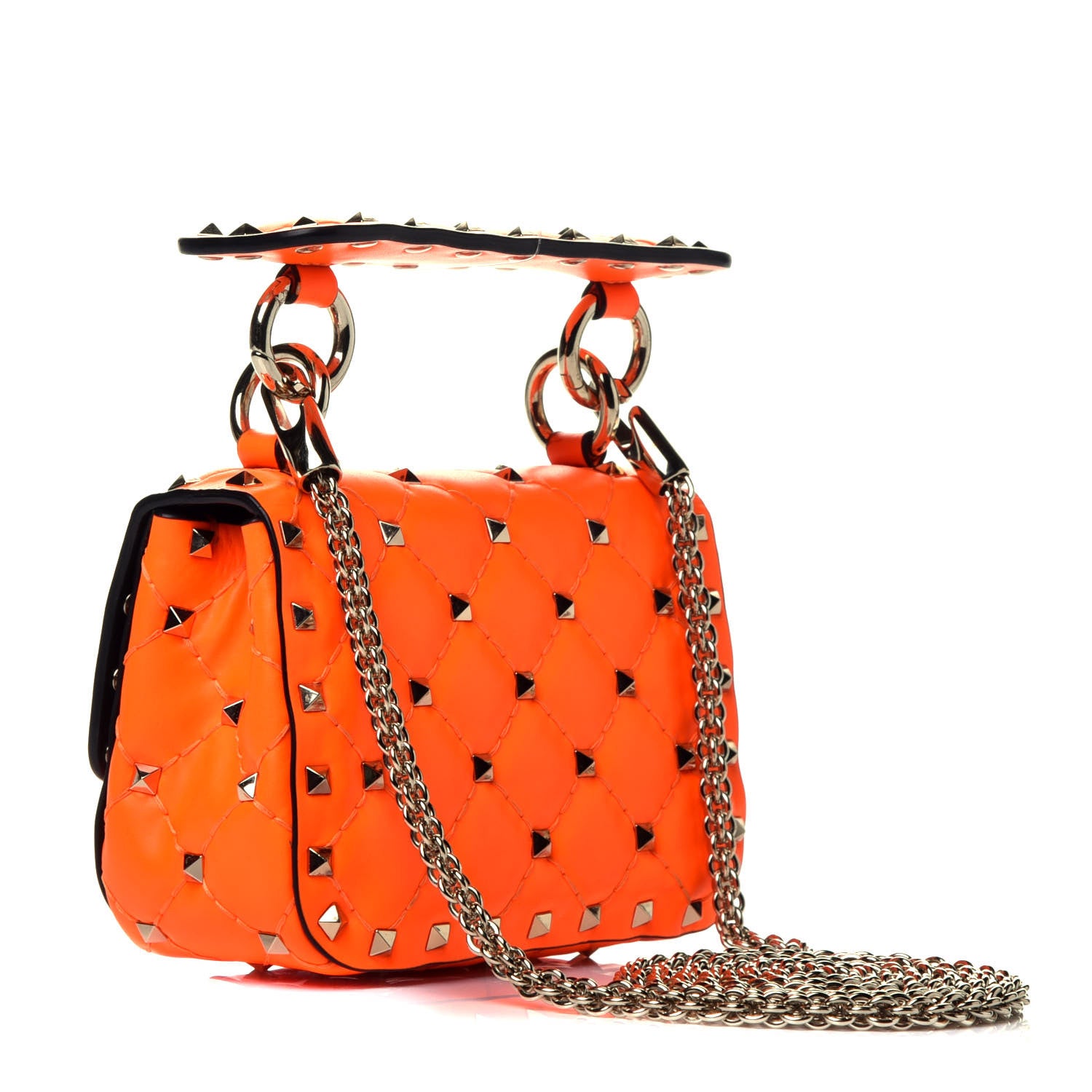 Valentino Garavani Calfskin Micro Rockstud Spike Shoulder Bag Orange 3 of 9