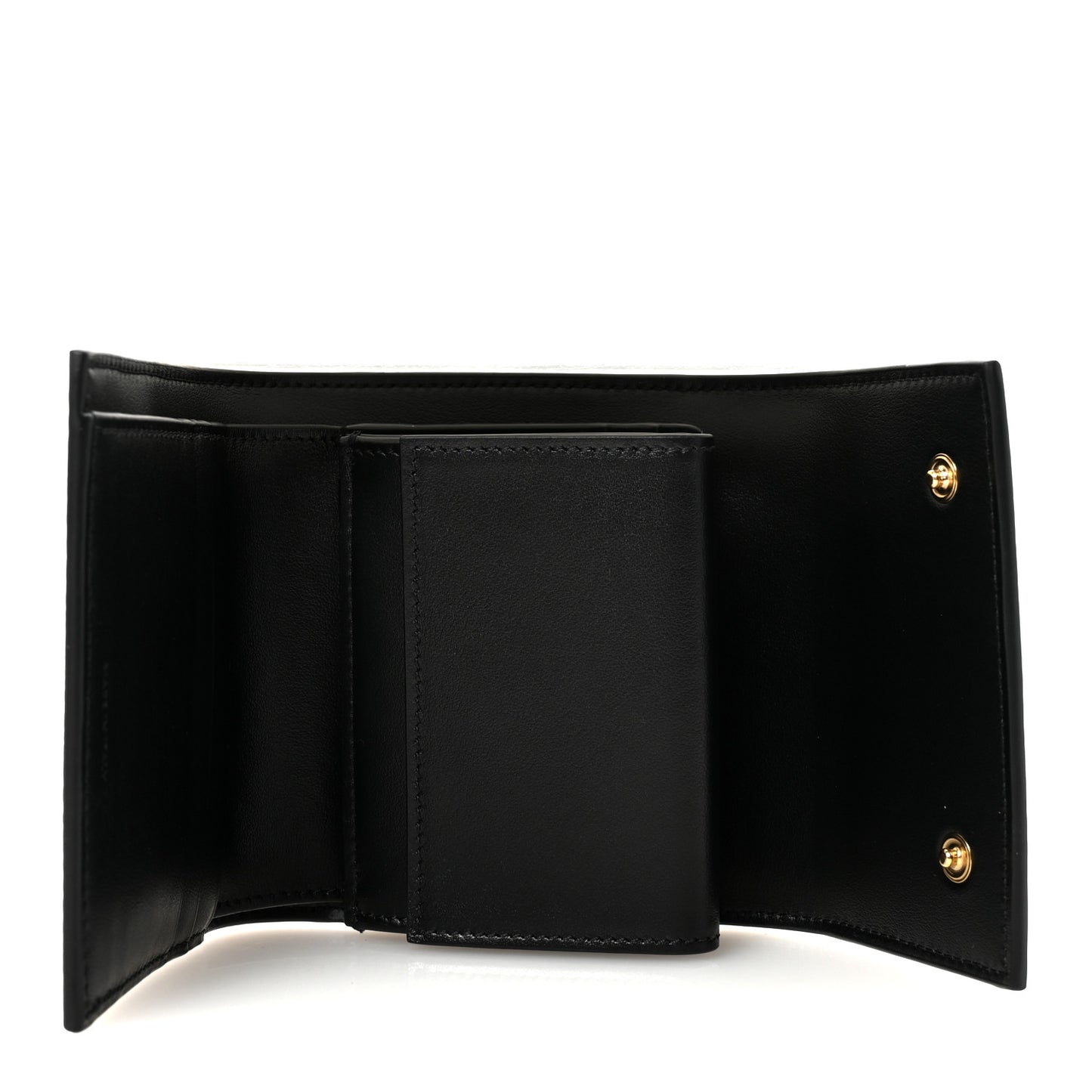Grained Calfskin Small Tri-Fold Wallet Black