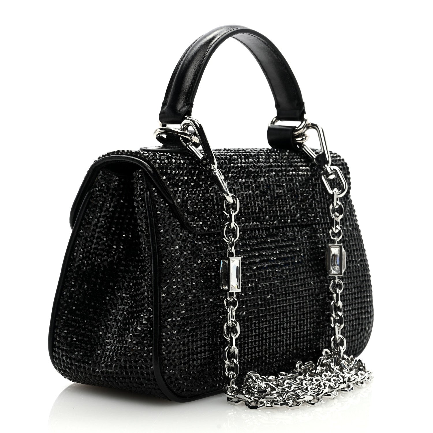 Judith Leiber Crystal Bow Top Handle Black Silver 2 of 8