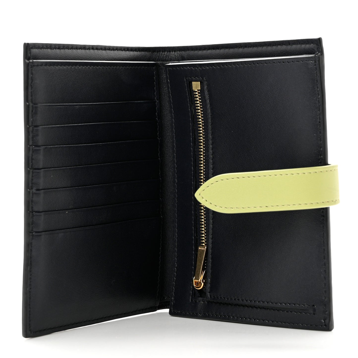 Grained Calfskin Medium Multifunction Strap Wallet Blue Green