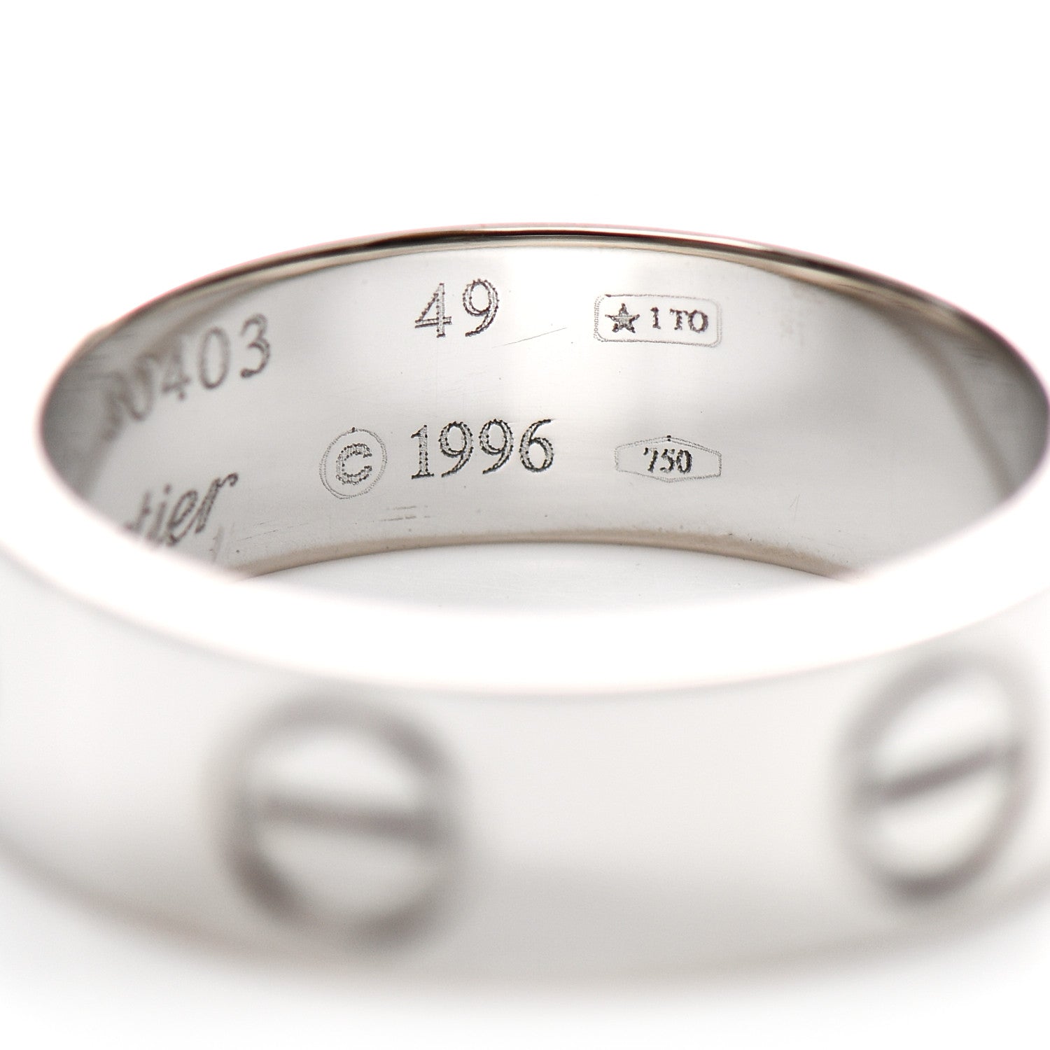 Cartier 18K White Gold 5.5mm LOVE Ring 49 4.75 5 of 5