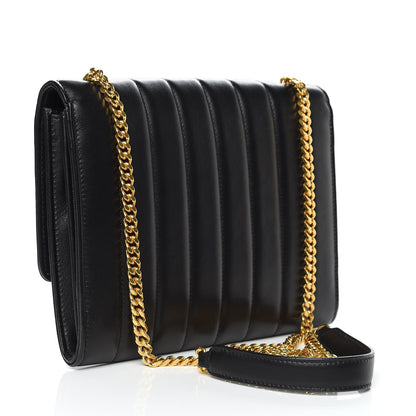 Saint Laurent Lambskin Matelasse Monogram Vicky Chain Wallet Black 3 of 8