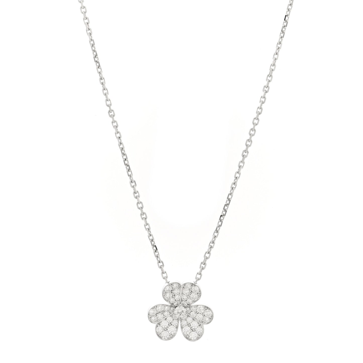 18K White Gold Diamond Small Frivole Pendant Necklace