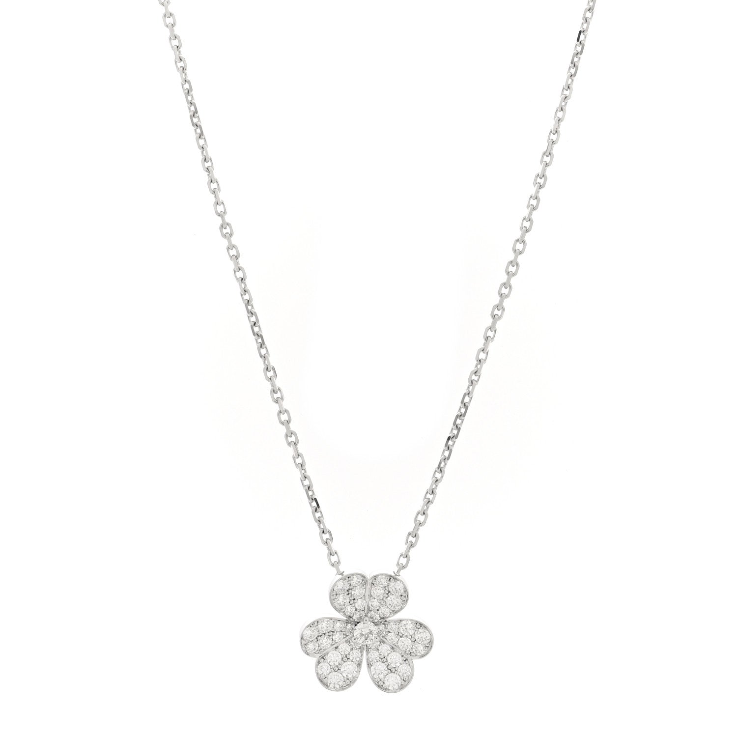 Van Cleef & Arpels 18K White Gold Diamond Small Frivole Pendant Necklace 1 of 4