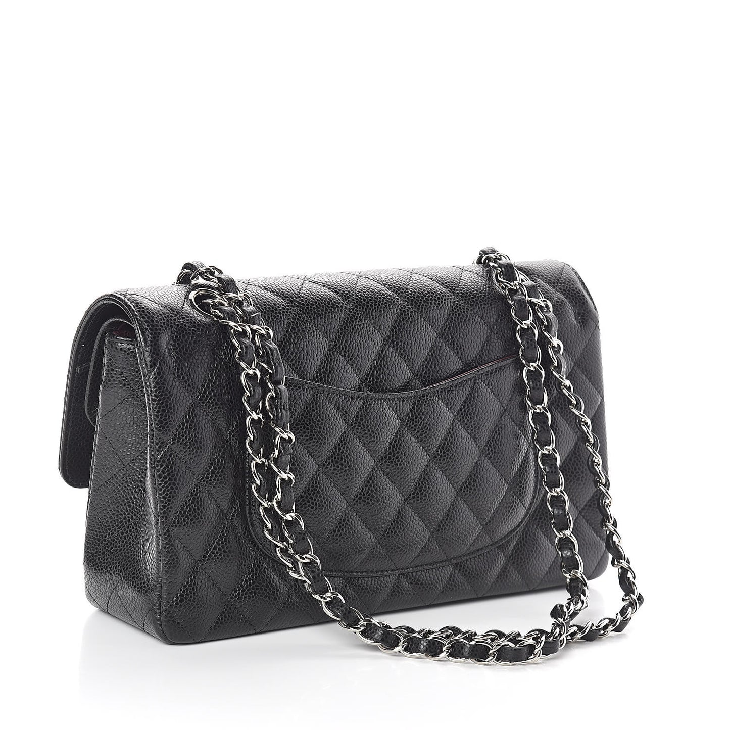 Caviar Quilted Medium Double Flap Black