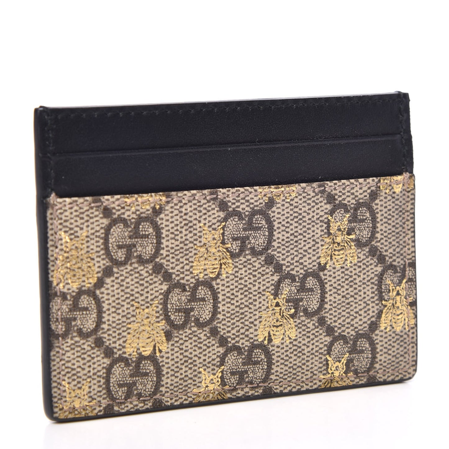 GG Supreme Monogram Bees Card Holder Black