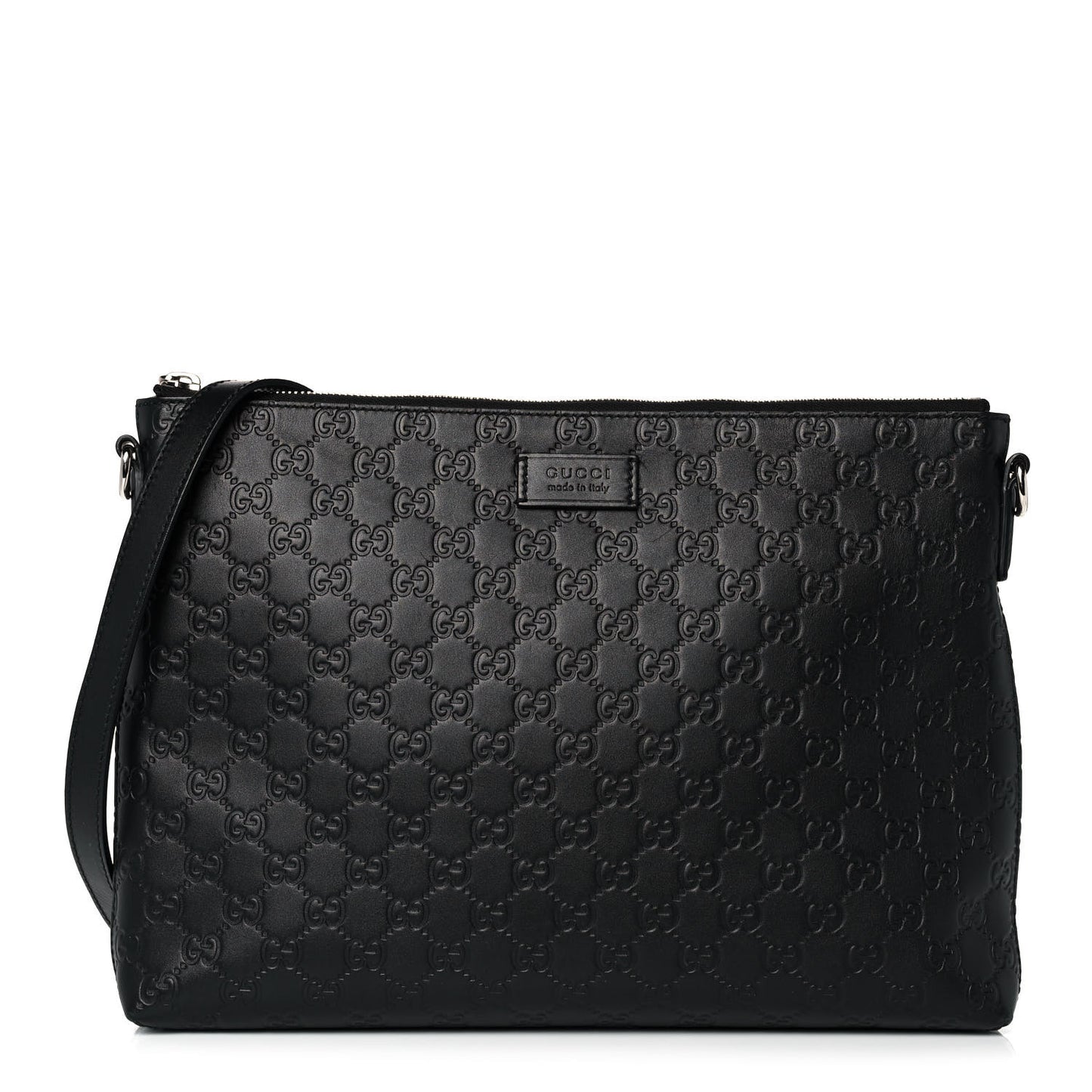 Guccissima Medium Flat Messenger Bag Black