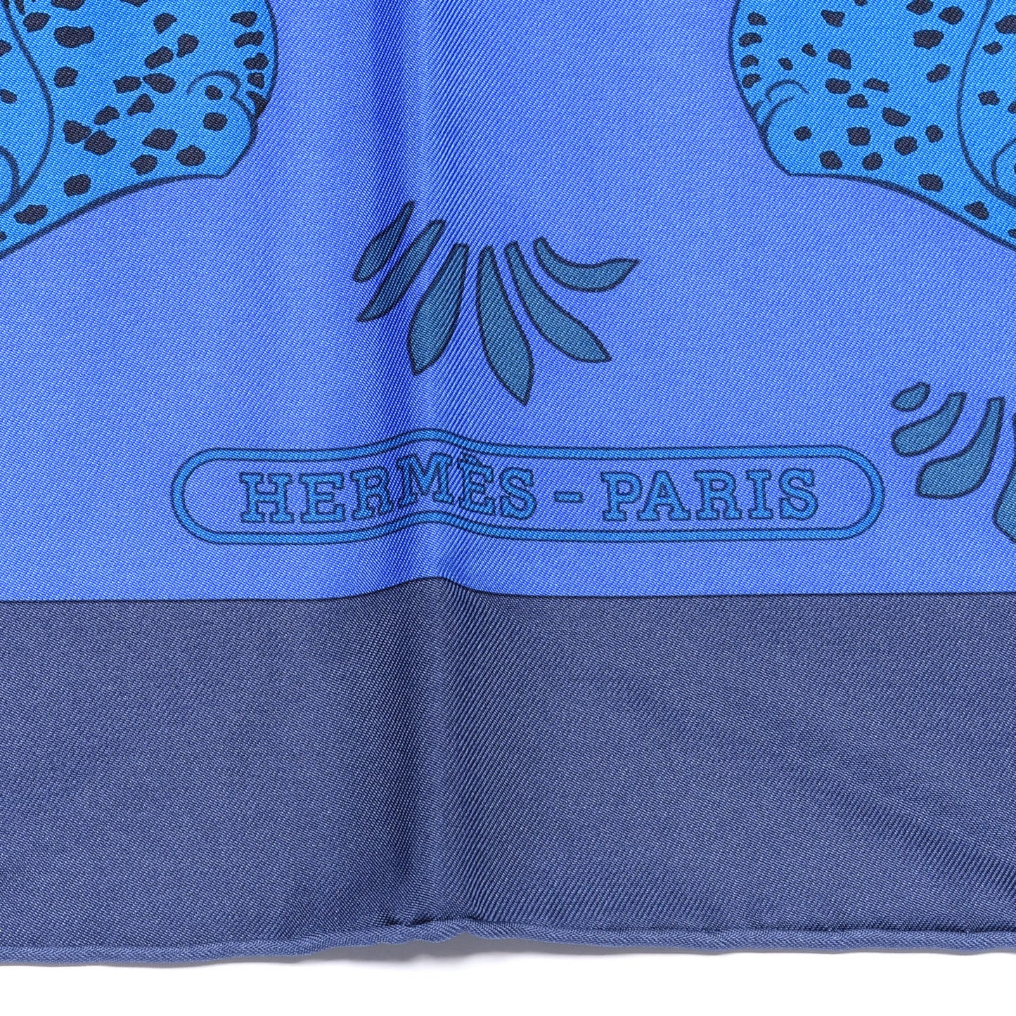 Silk Les Leopards Scarf 90 Marine Bleu Roy Turquoise