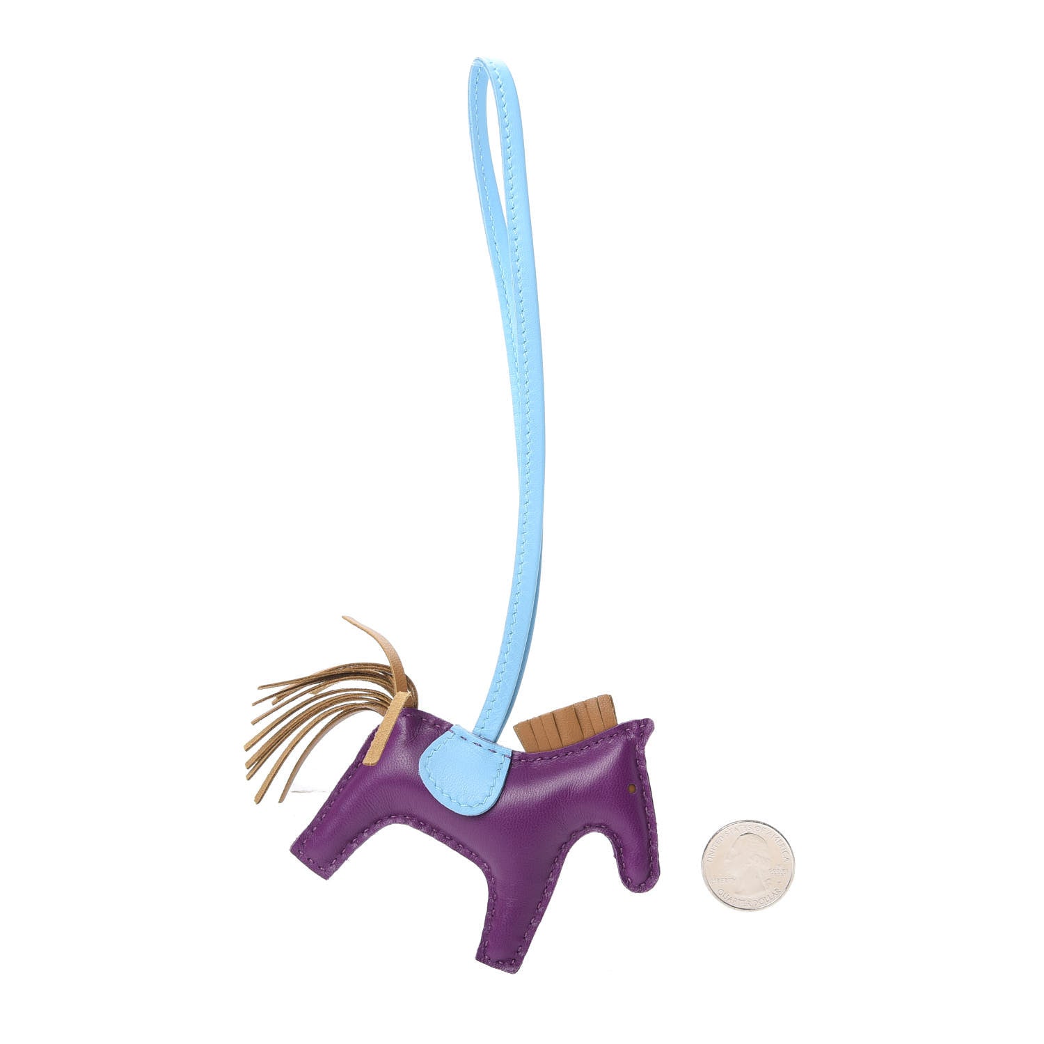 Hermes Milo Lambskin Grigri Rodeo Horse Bag Charm PM Violet Celeste Kraft 2 of 5