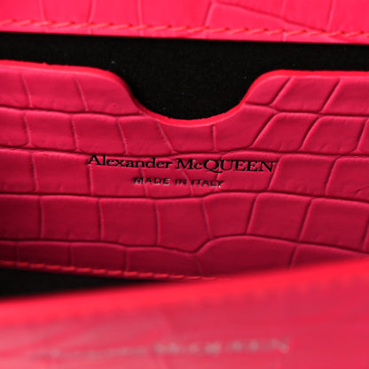 Alexander McQueen Shiny Crocodile Embossed Jeweled Satchel Peony Pink 6 of 10