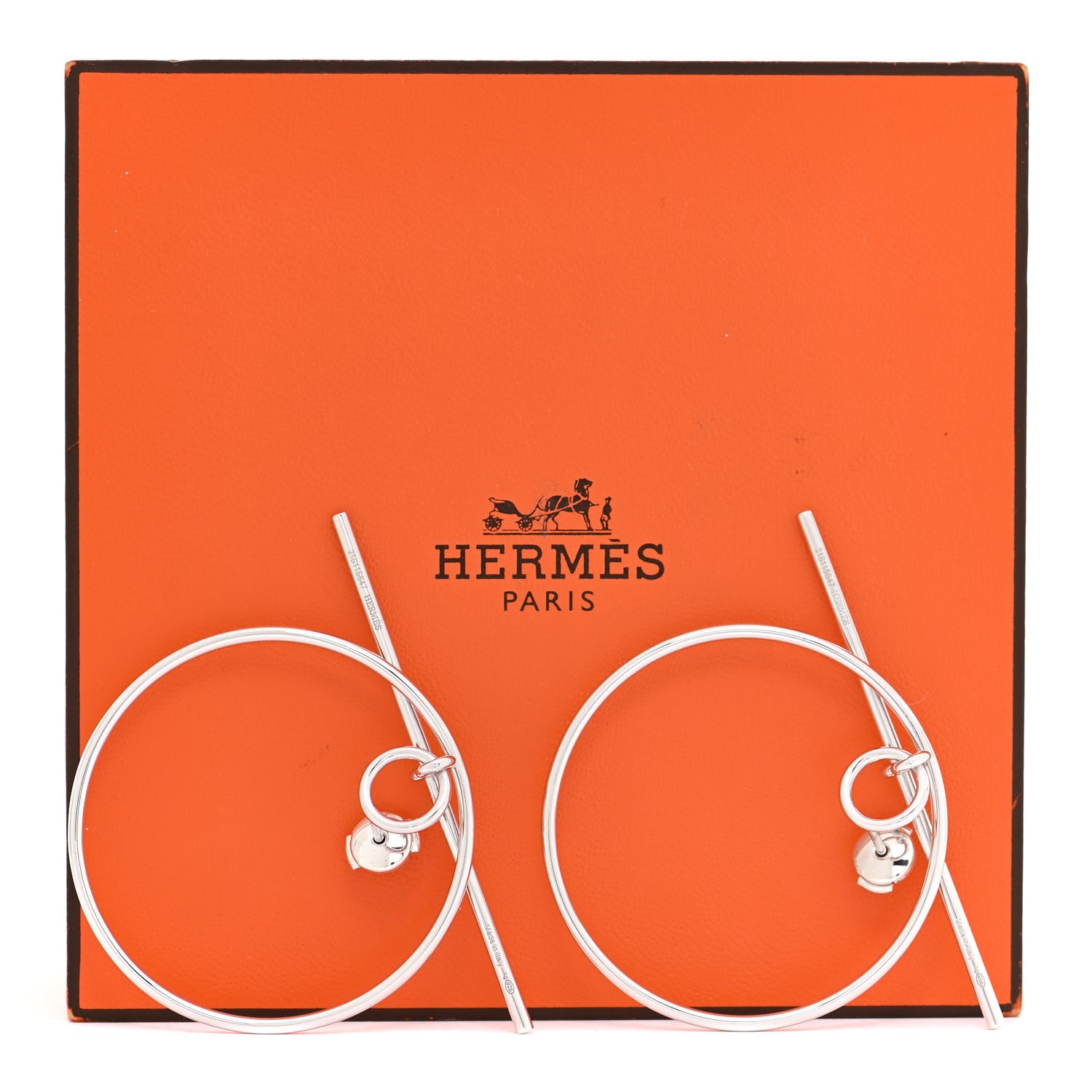 Hermes Sterling Silver MM Loop Earrings 7 of 7