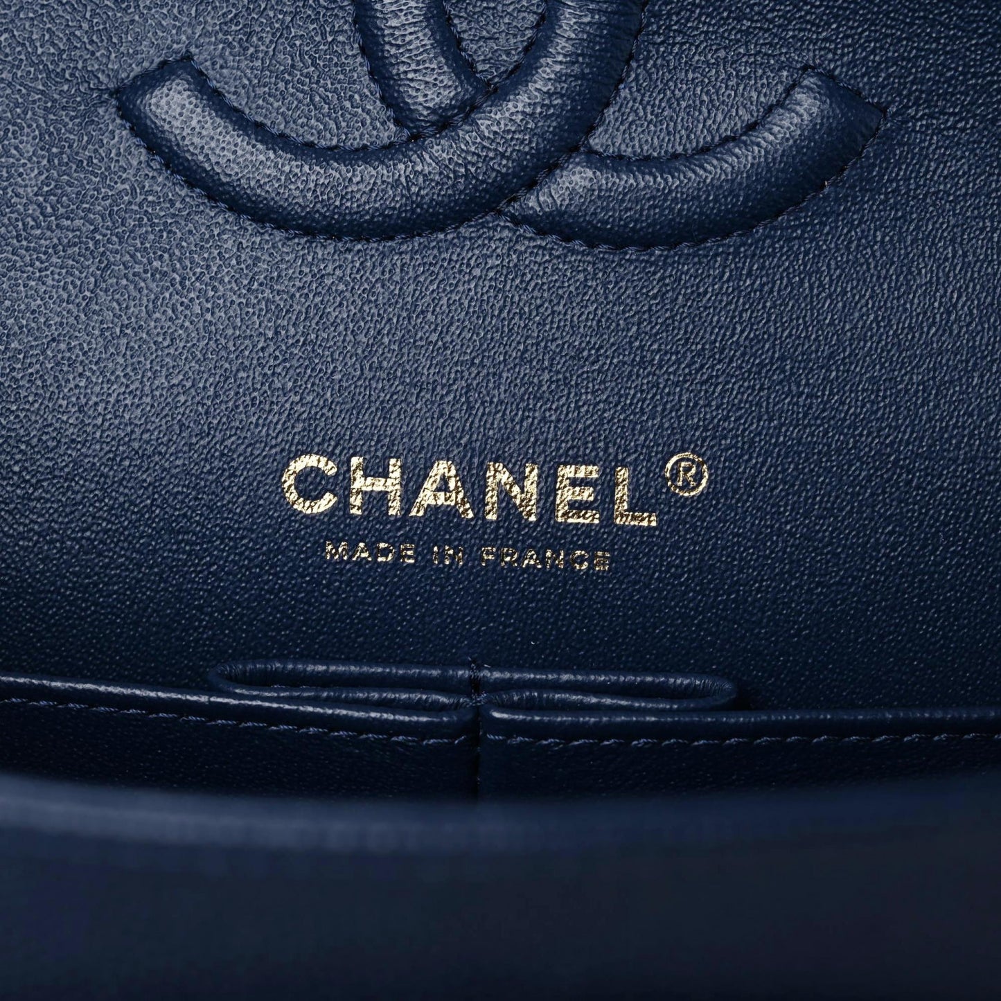 Caviar Quilted Medium Double Flap Navy