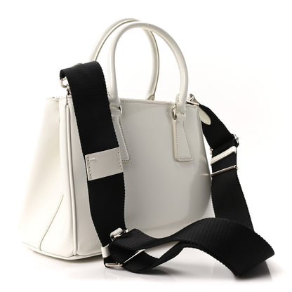 Prada Spazzolato Small Galleria Double Zip Tote White Black 3 of 10