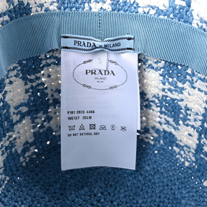 Prada Yarn Raffia Effect Crochet Triangle Bucket Hat S Celeste 8 of 8