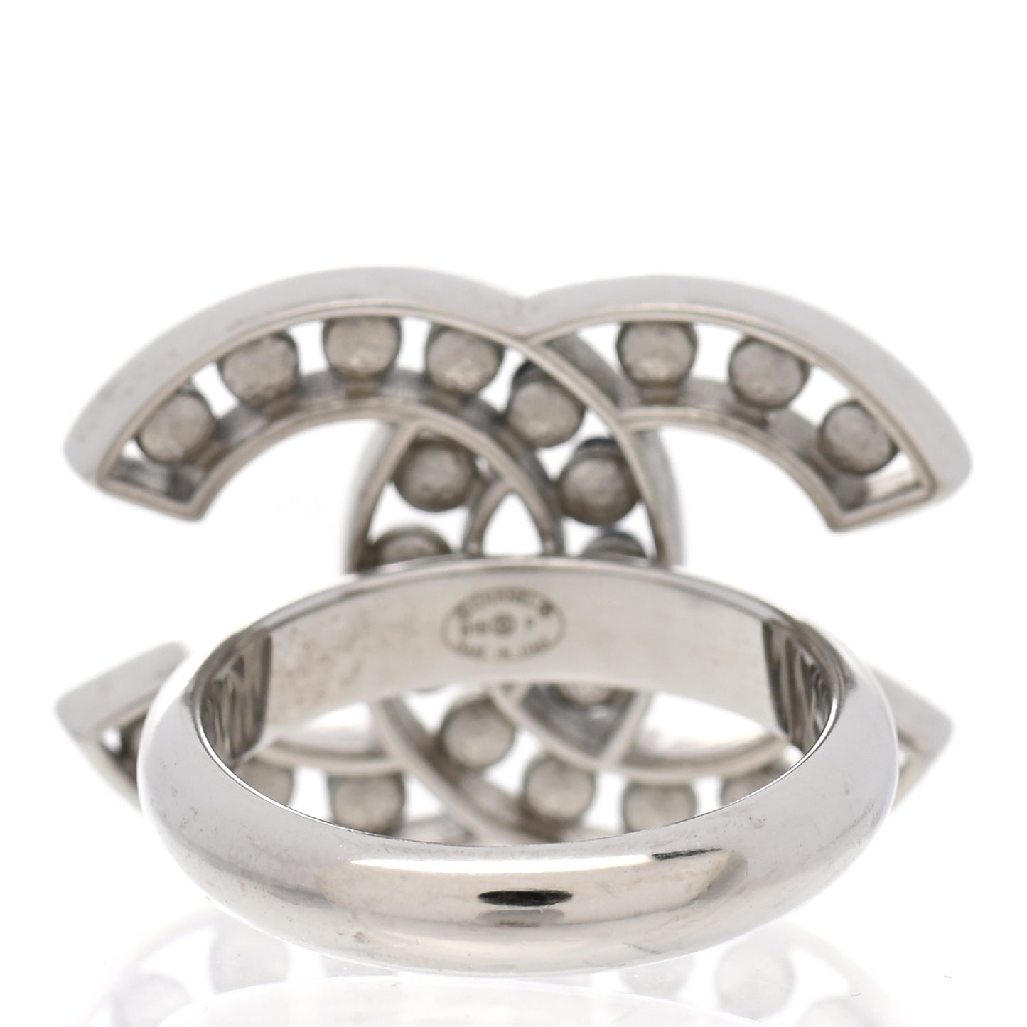 Pearl Bead CC Ring 7 Silver Blue