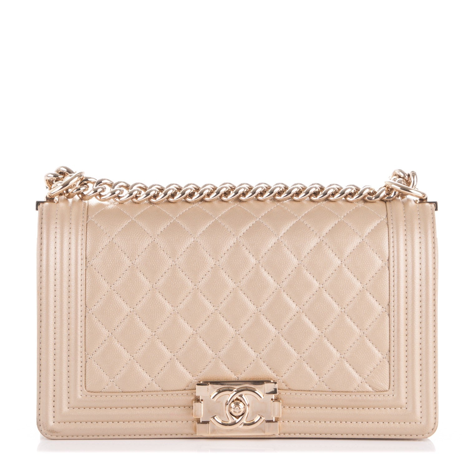 Chanel Pearly Caviar Medium Boy Flap Gold 1 of 8