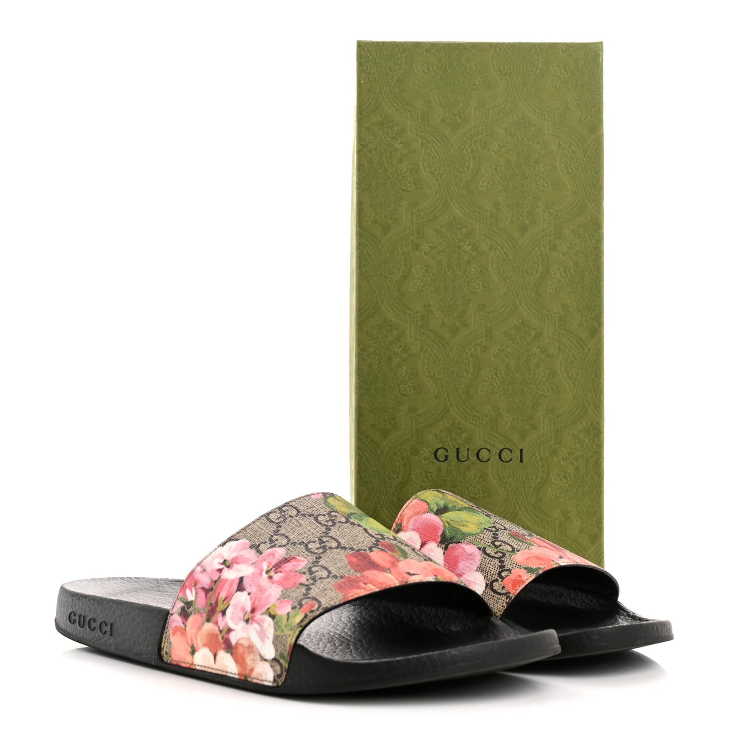 GG Supreme Monogram Blooms Slide Sandals 40 Beige Multicolor
