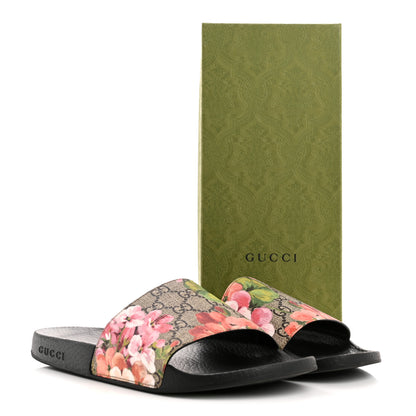 Gucci GG Supreme Monogram Blooms Slide Sandals 40 Beige Multicolor 10 of 10